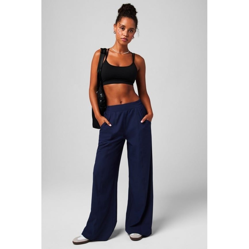 Fabletics Navy Blue Lightwight Trendy Wide Leg Sport Pants Womens S